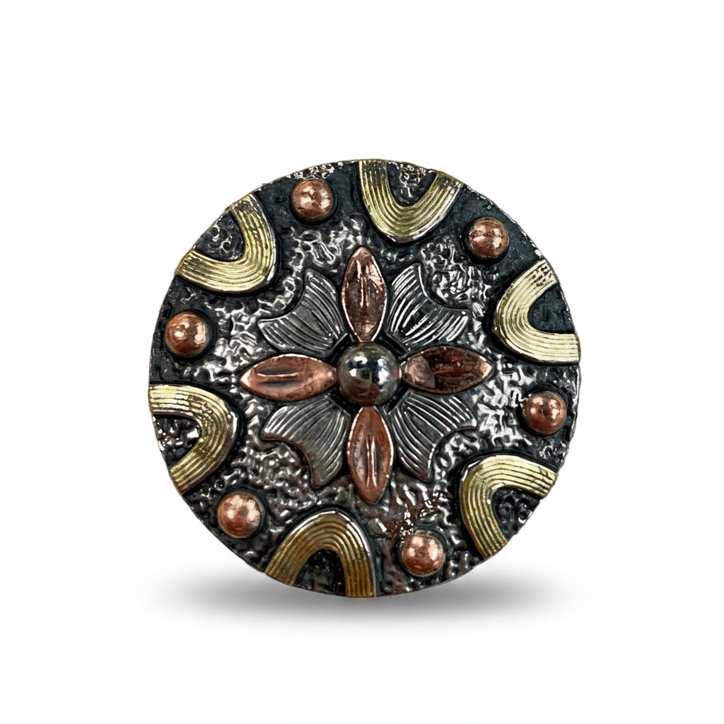 Floral Dots Antique Silver Western Concho W147