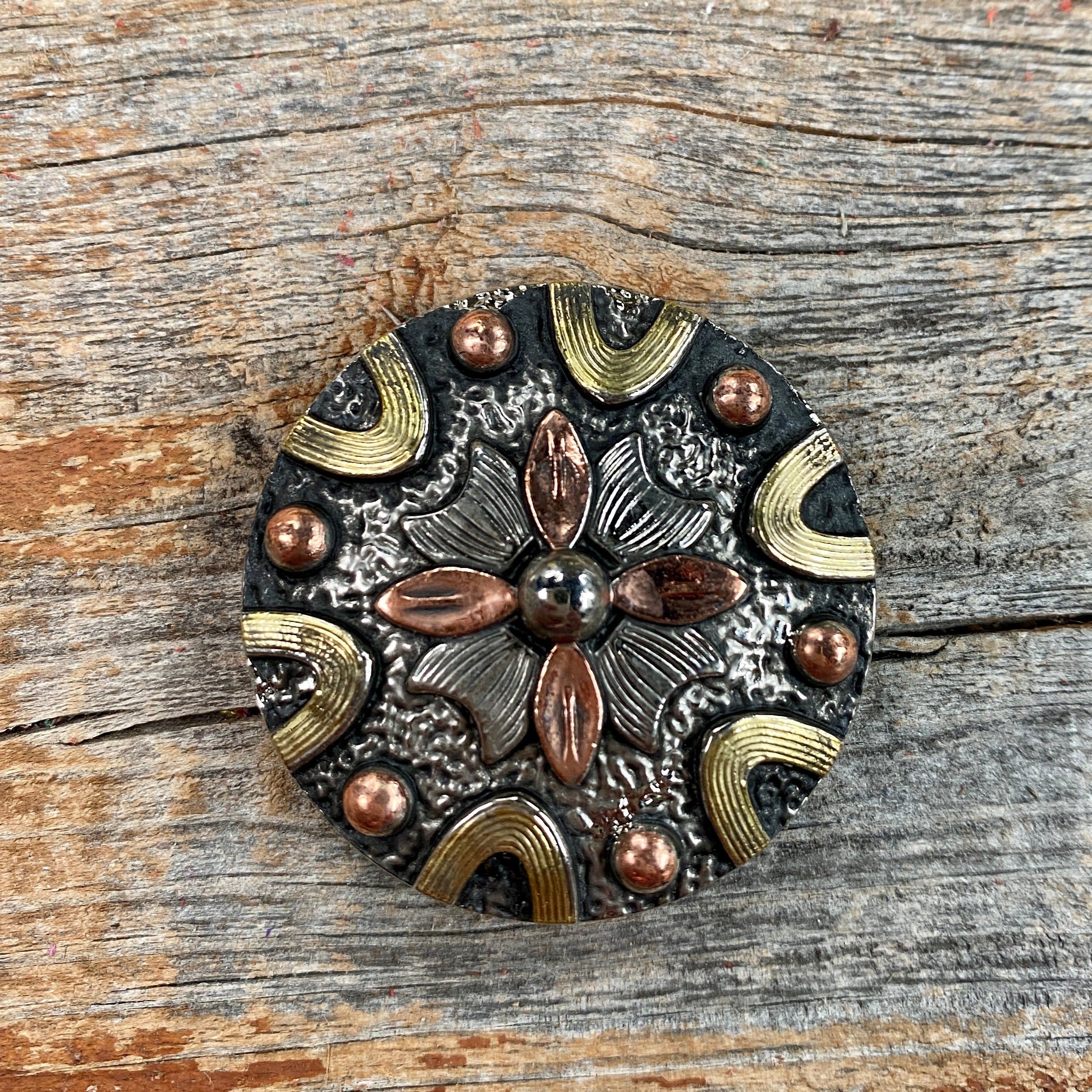 Floral Dots Antique Silver Western Concho W147