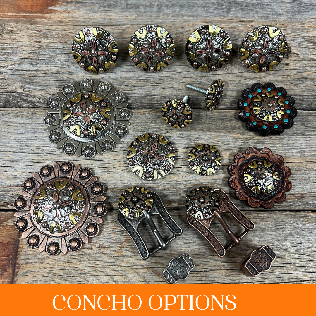 Floral Dots Antique Silver Western Concho W147