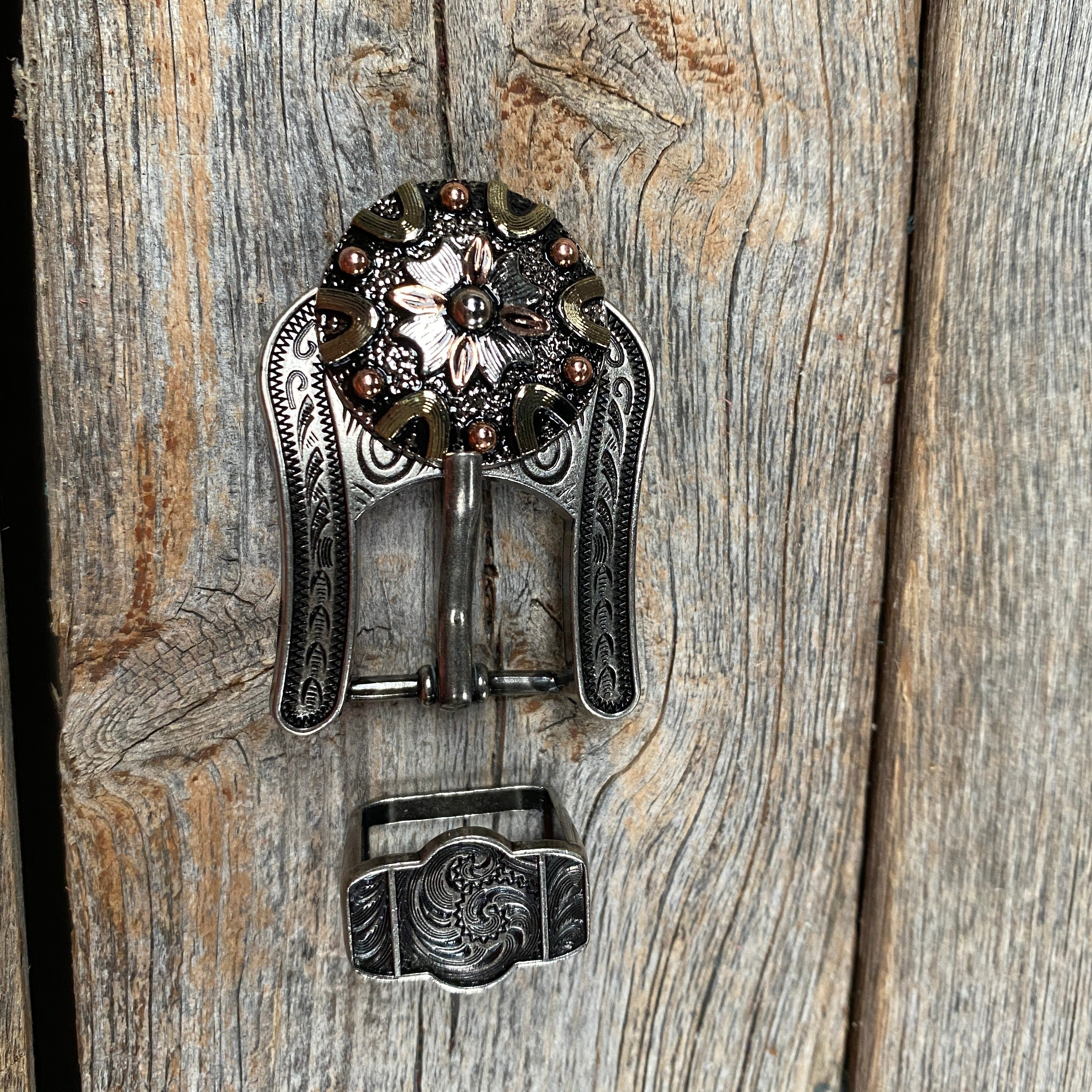 Floral Dots Antique Silver Western Concho W147