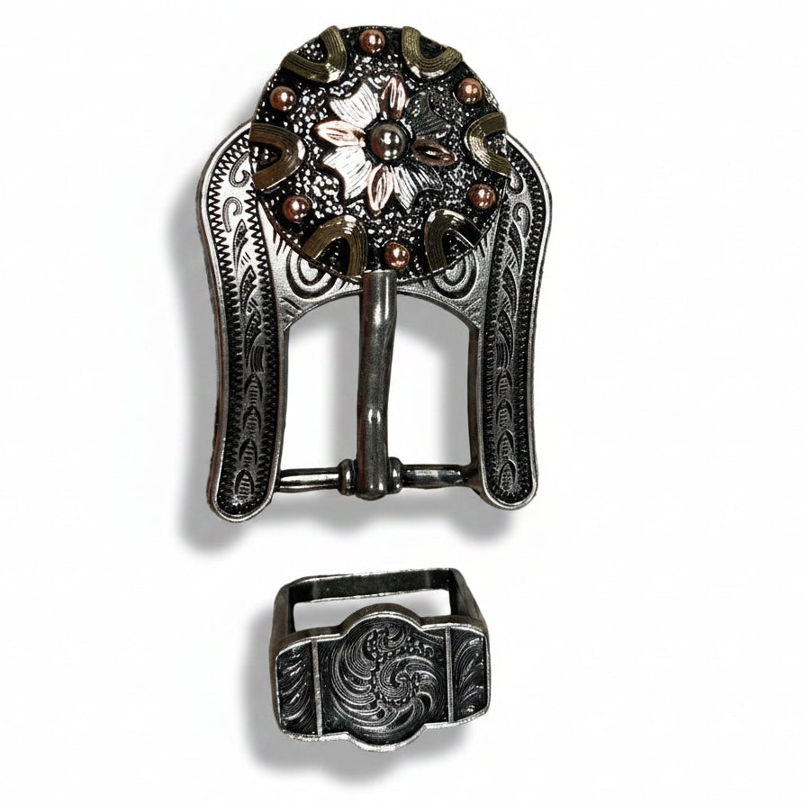Floral Dots Antique Silver Western Concho W147