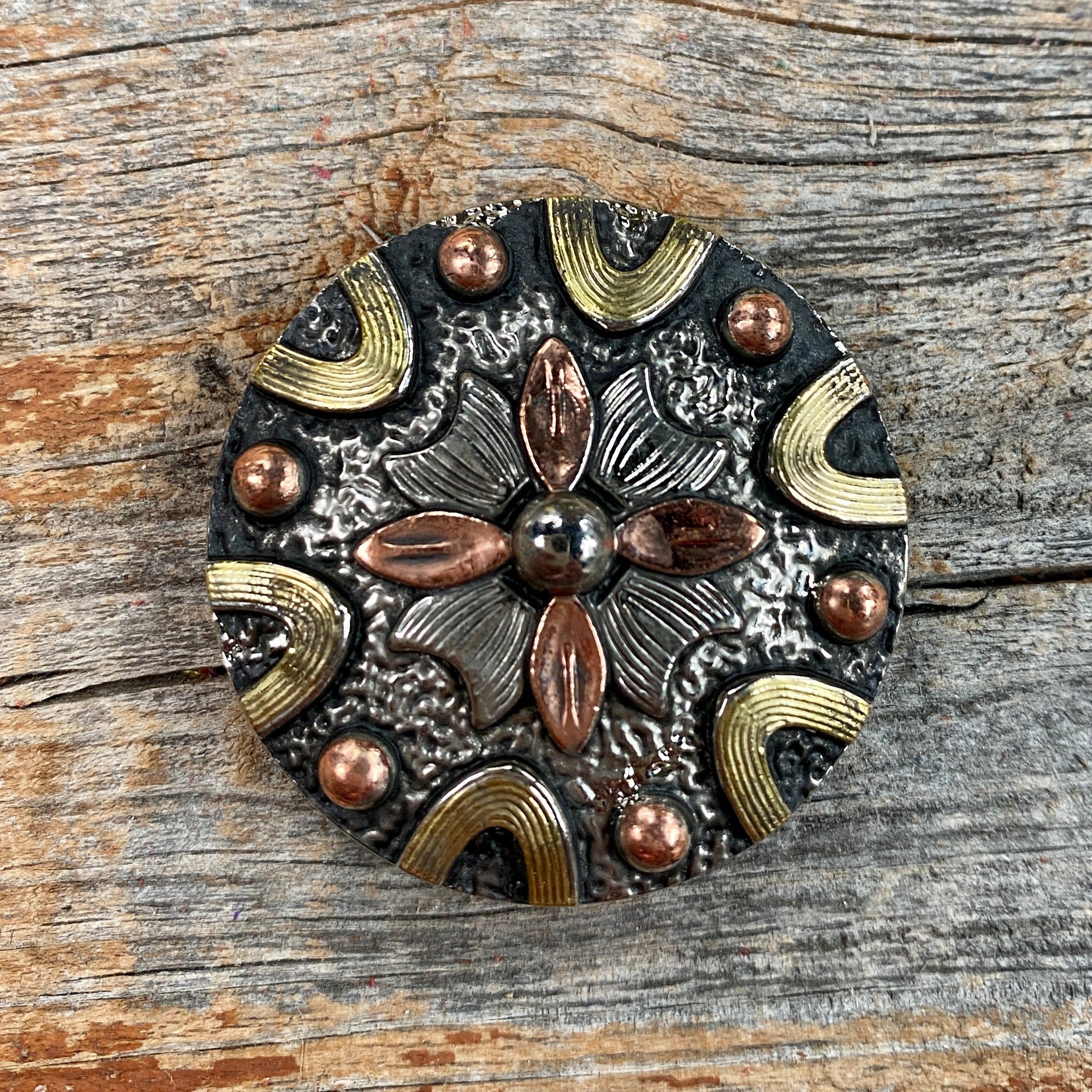 Floral Dots Antique Silver Western Concho W147