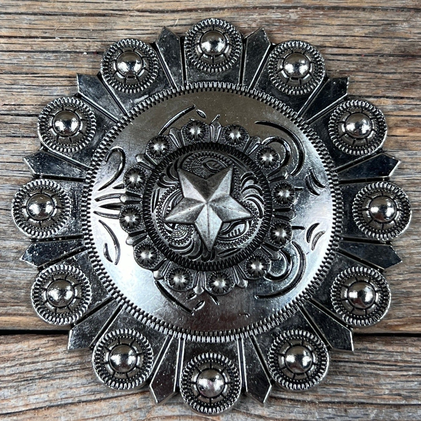 Antique Silver Star Western Concho W174