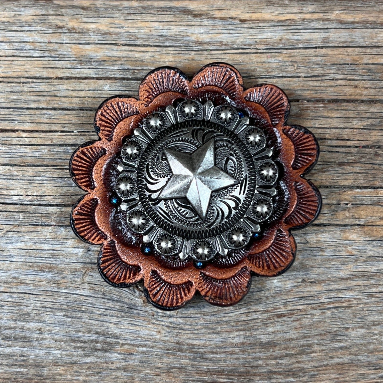 Antique Silver Star Western Concho W174