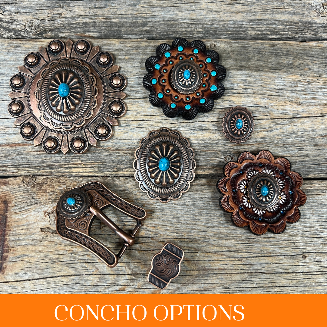 Copper Turquoise Oval Western Concho W179