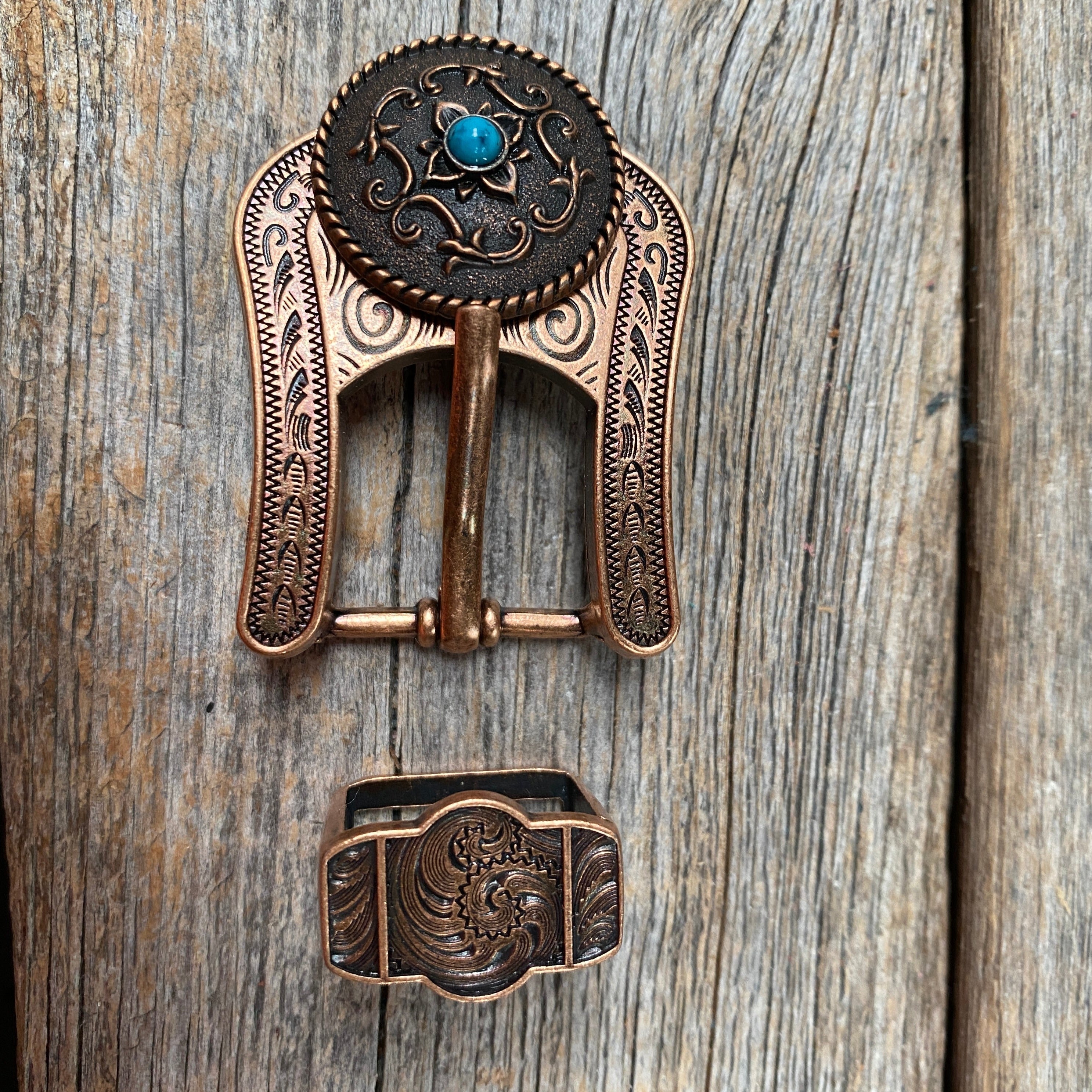 Copper Turquoise Western Concho W180