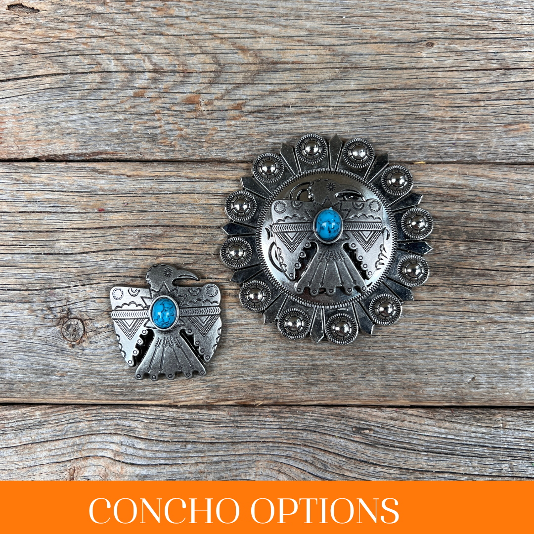 Antique Silver Turquoise Thunderbird Concho W181