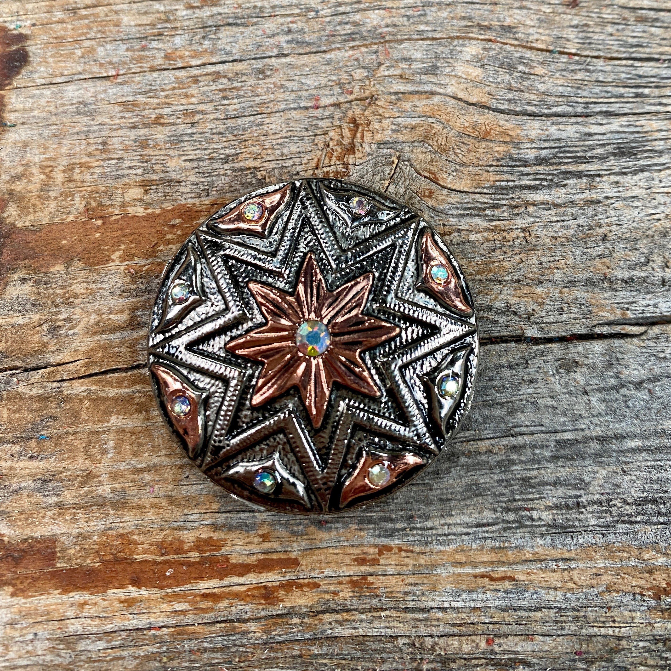 Starburst Antique Silver Western Concho W185