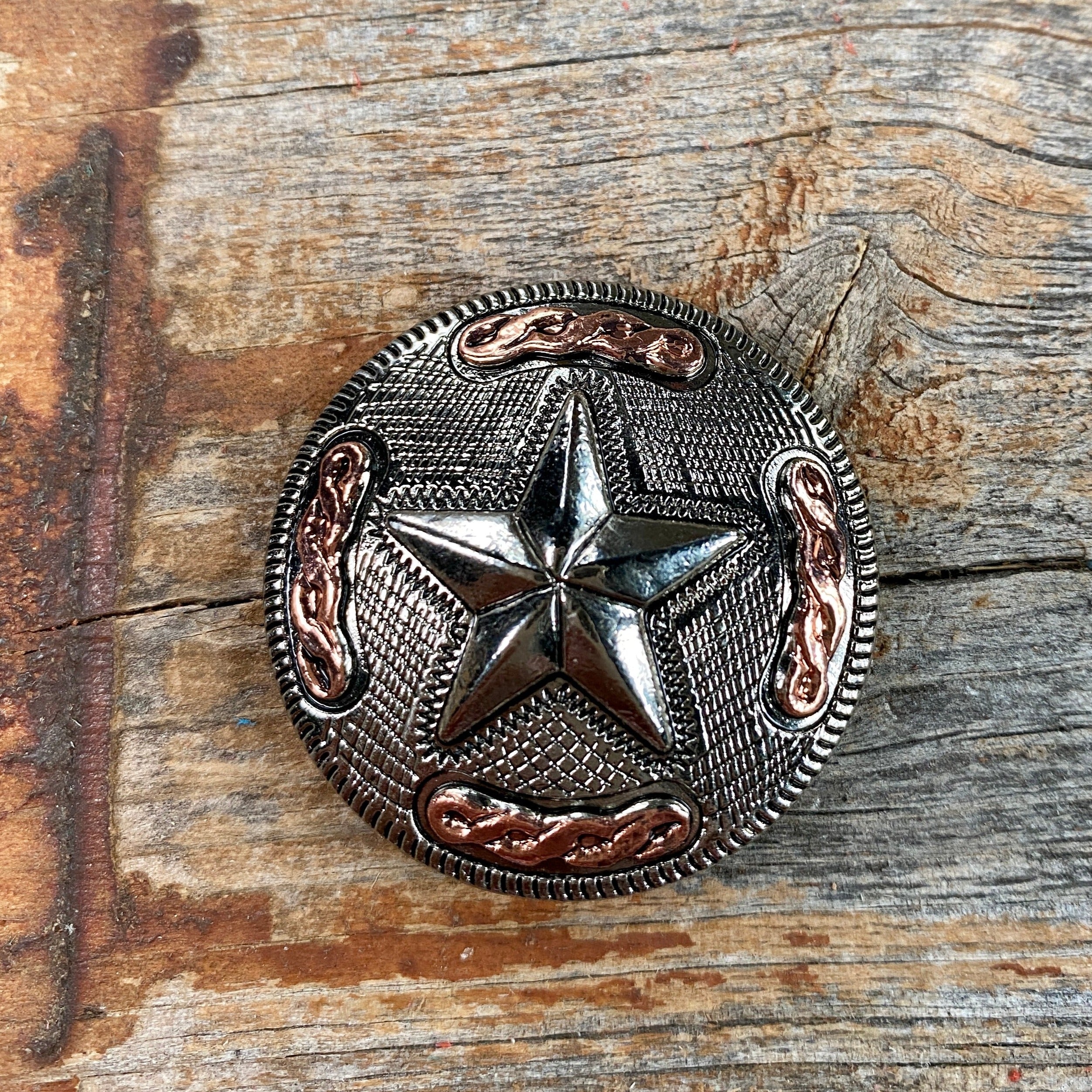 Antique Silver Texas Star Western Concho W187
