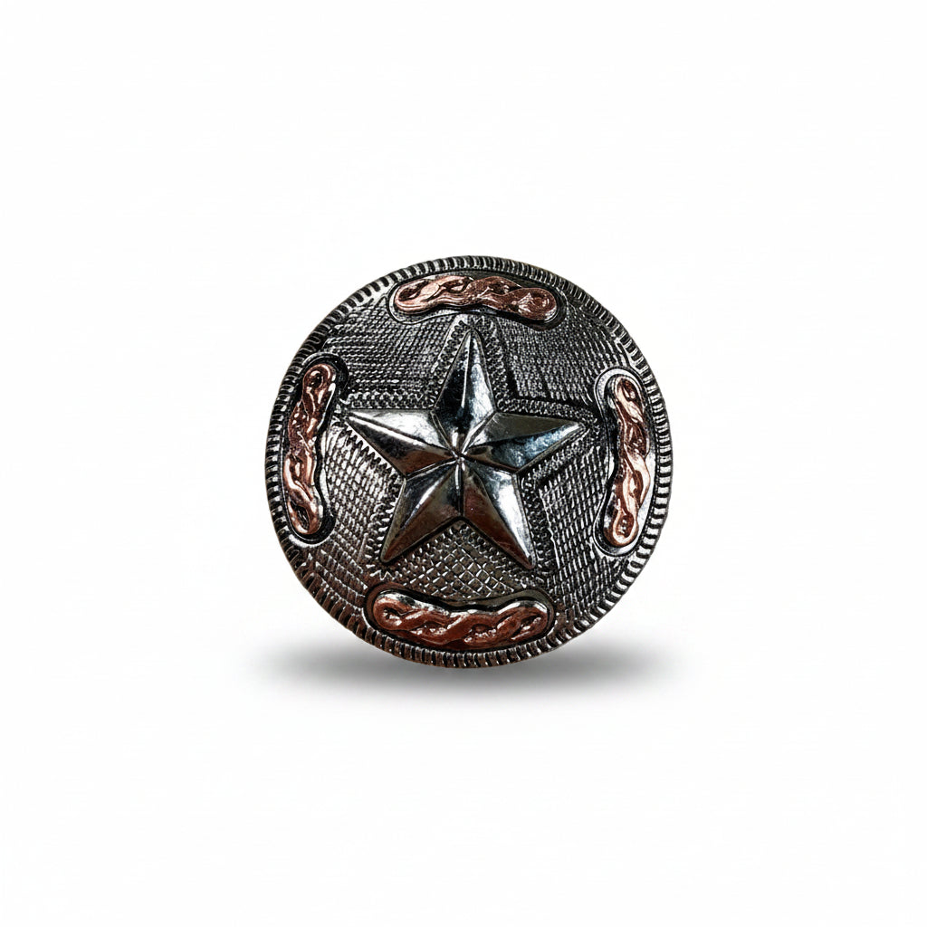 Antique Silver Texas Star Western Concho W187