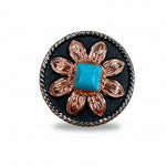 Copper Turquoise Sunflower Western Concho W188