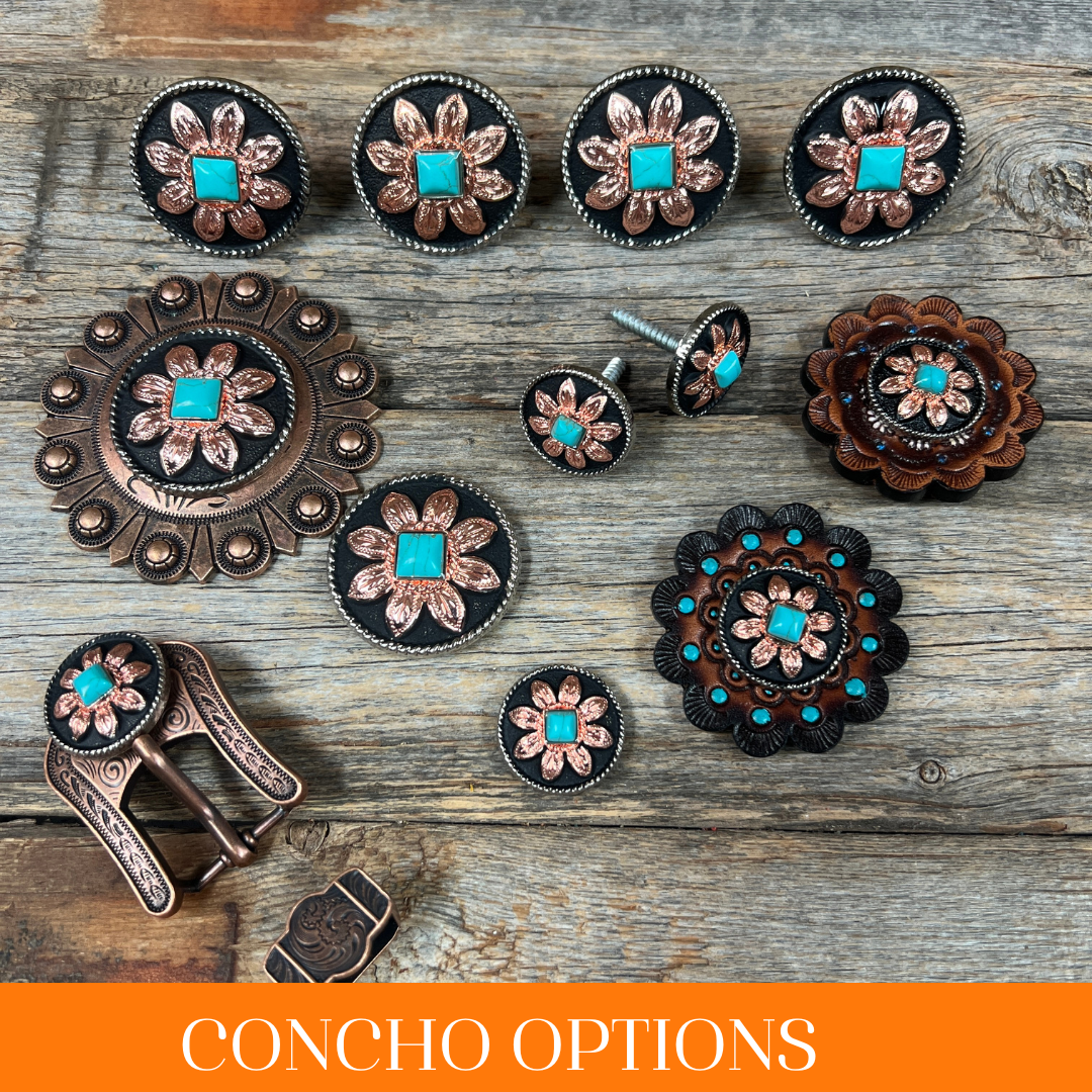 Copper Turquoise Sunflower Western Concho W188