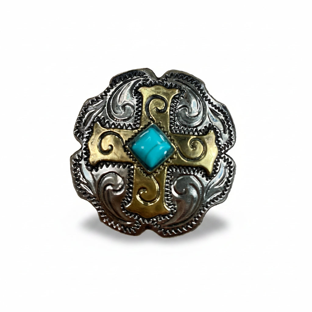 Antique Silver & Gold Western Concho W189