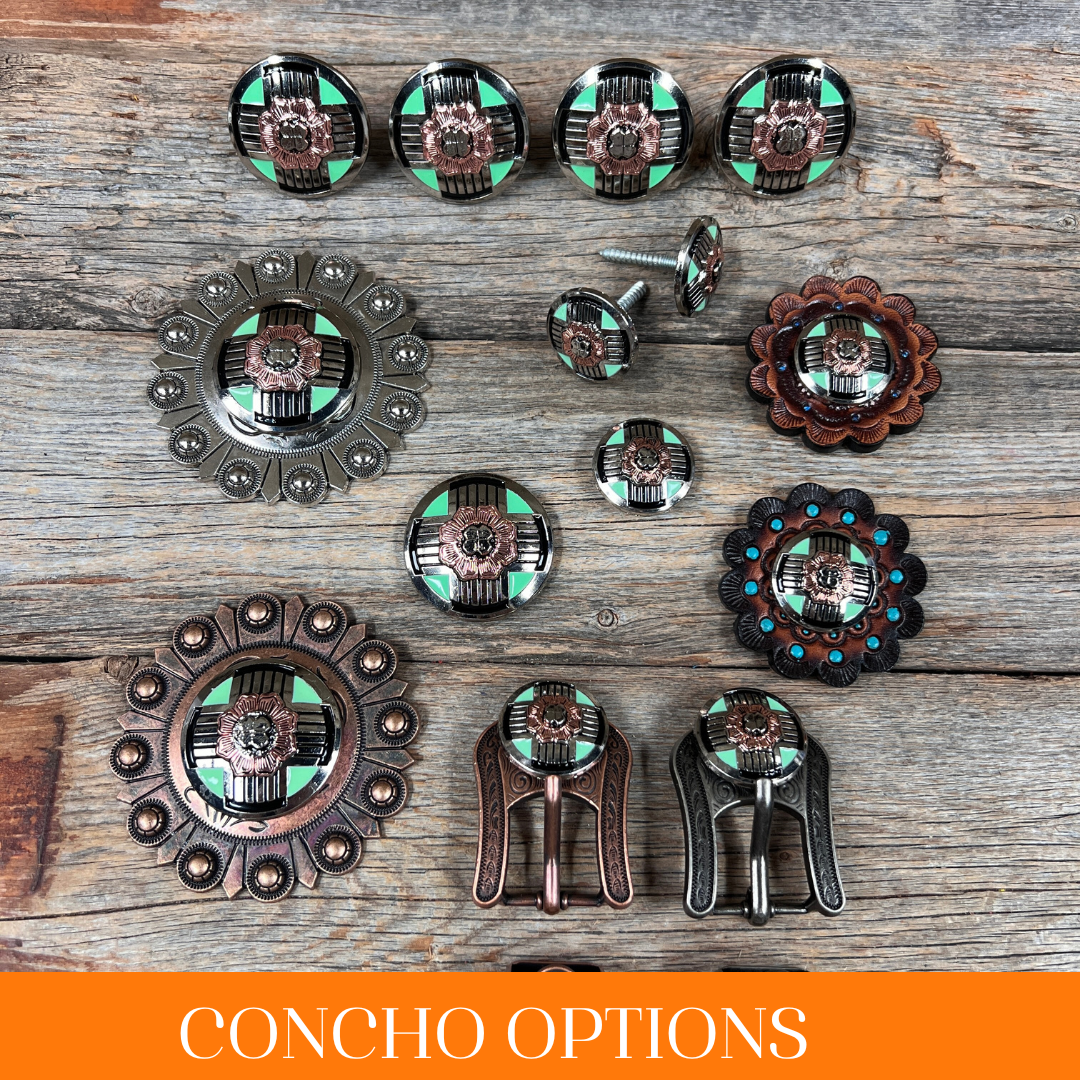 Antique Silver with Copper Flower Western Concho W190