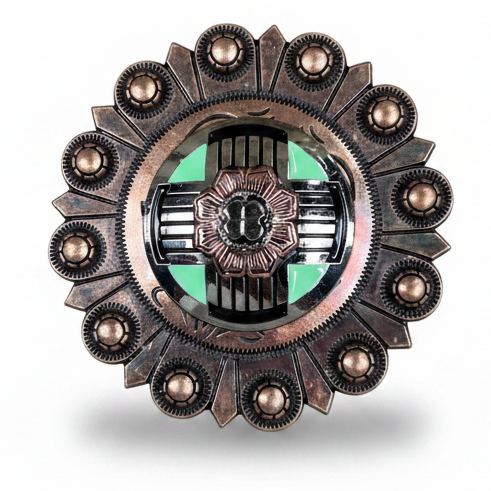 Antique Silver with Copper Flower Western Concho W190
