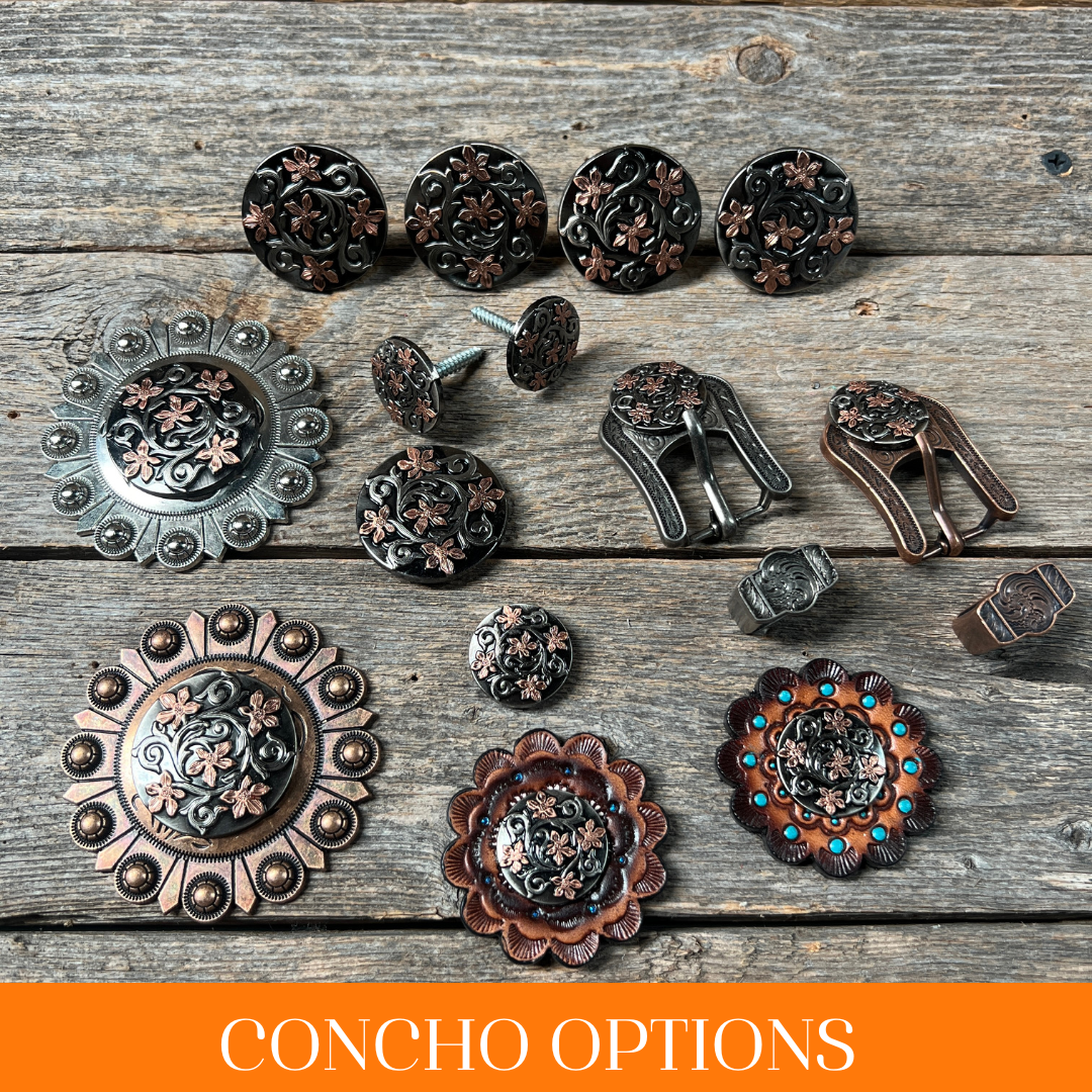 Silver - Copper Floral Western Concho W200