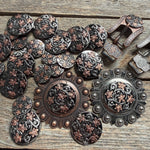Silver - Copper Floral Western Concho W200