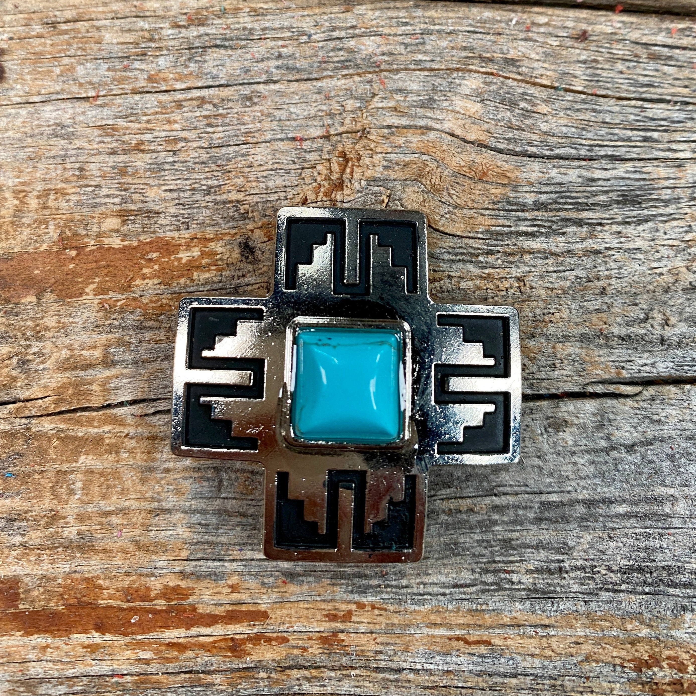 Southwest Antique Silver Turquoise Western Concho W201