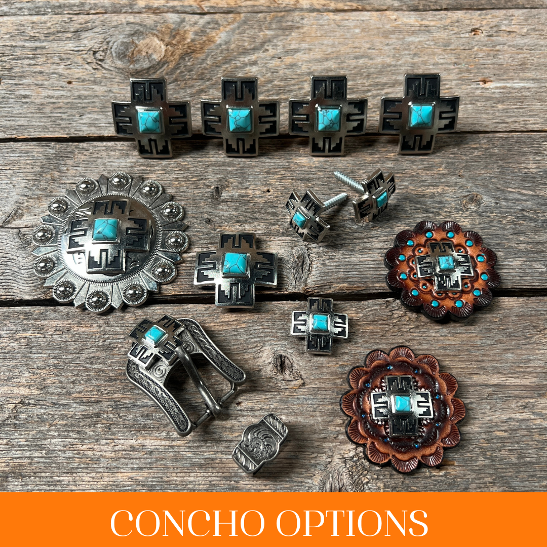 Southwest Antique Silver Turquoise Western Concho W201