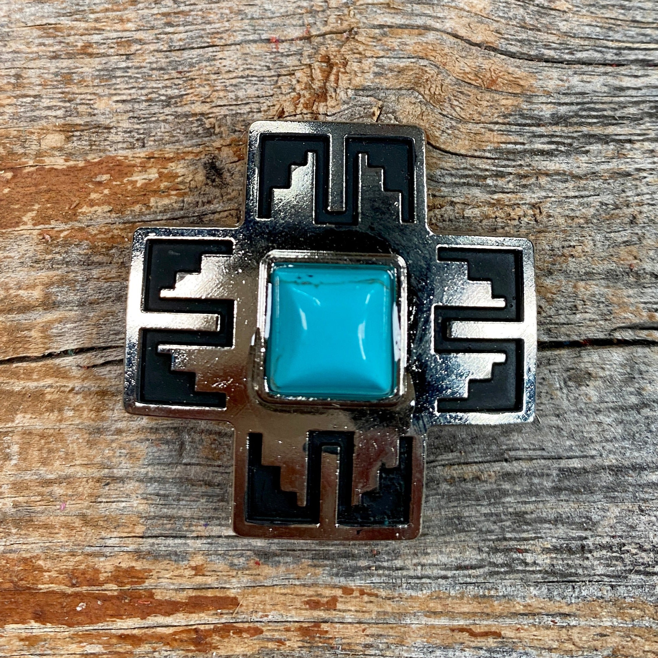 Southwest Antique Silver Turquoise Western Concho W201