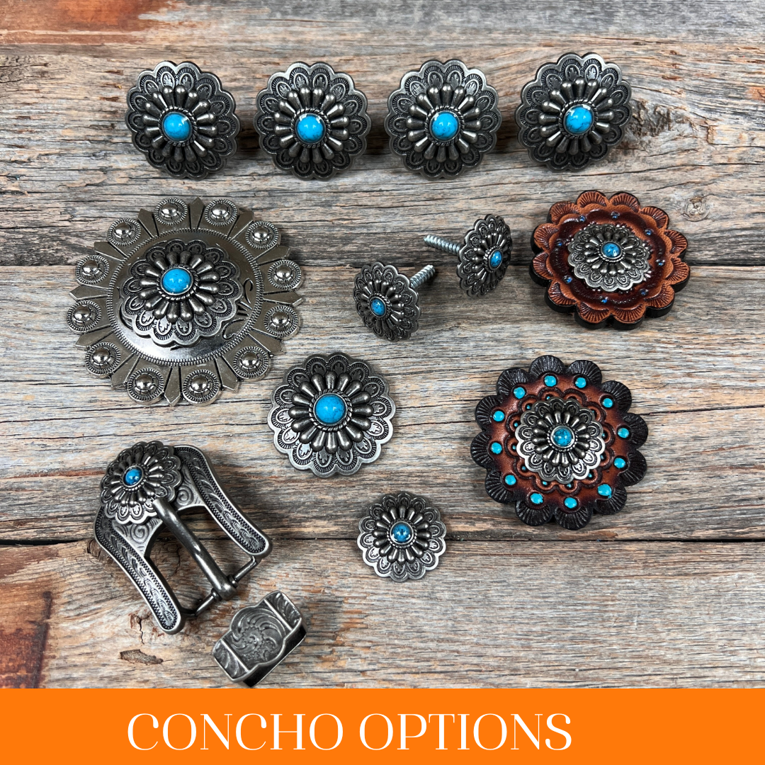 Antique Silver Turquoise Western Concho W203