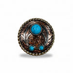 Copper Turquoise Blossom Western Concho W206