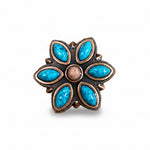 Copper Turquoise Flower Western Concho W207