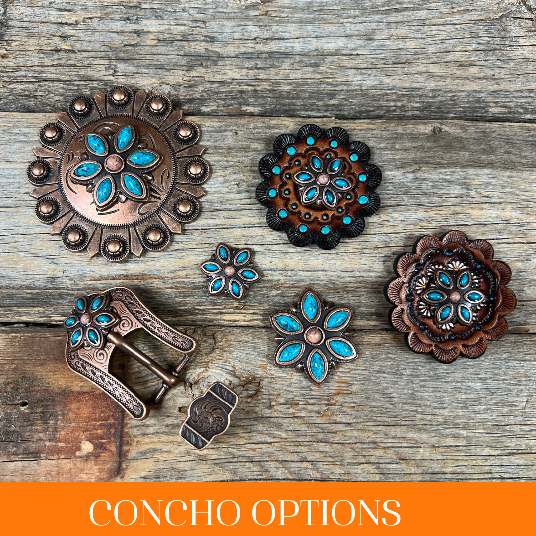 Copper Turquoise Flower Western Concho W207