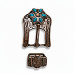 Copper Turquoise Flower Western Concho W207