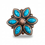 Copper Turquoise Flower Western Concho W207