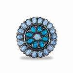 Blue and White Turquoise Western Concho W212