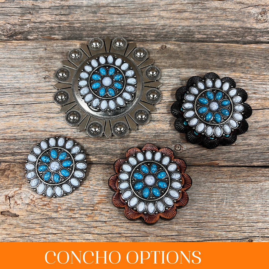 Blue and White Turquoise Western Concho W212