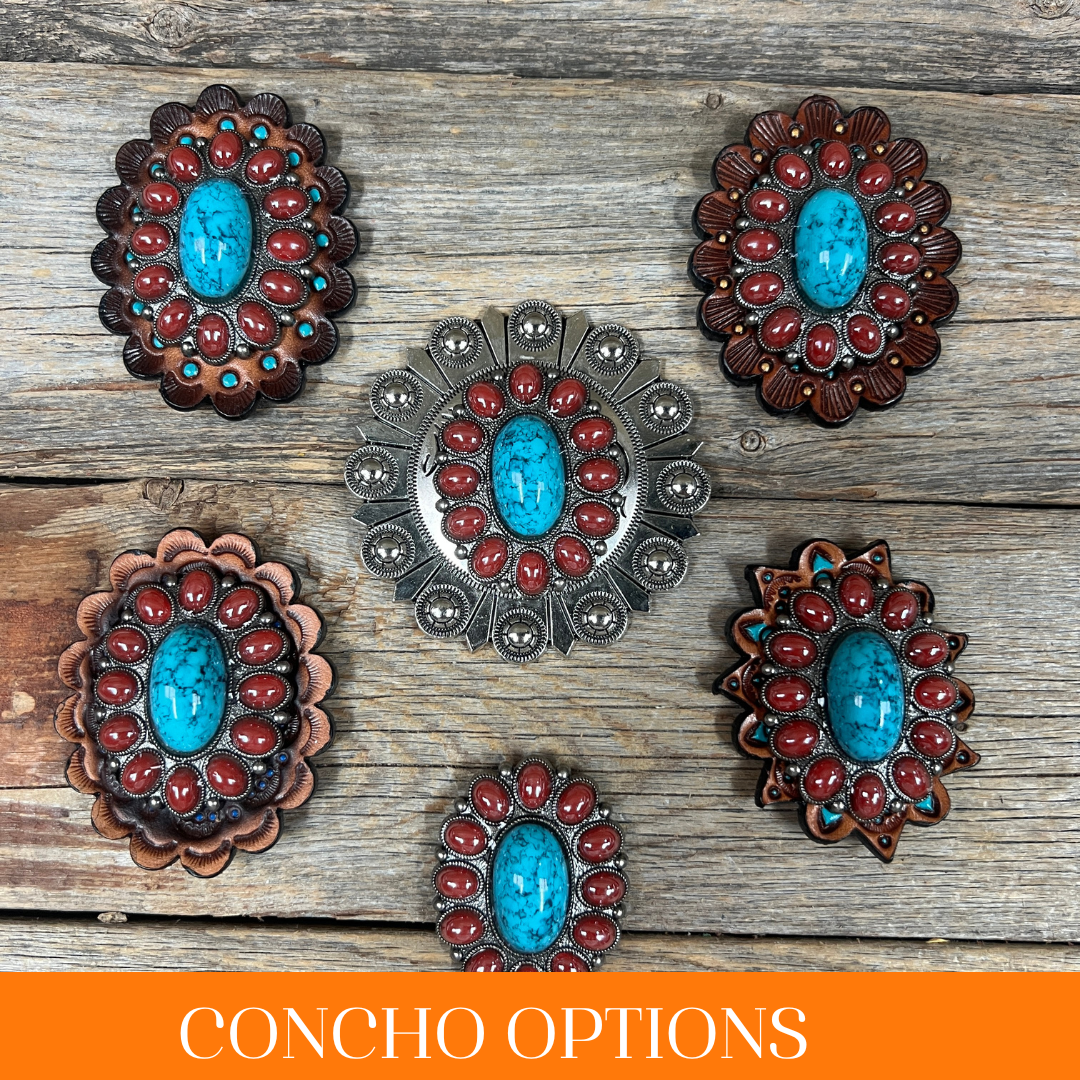 Large Turquoise and Garnet Western Concho W213