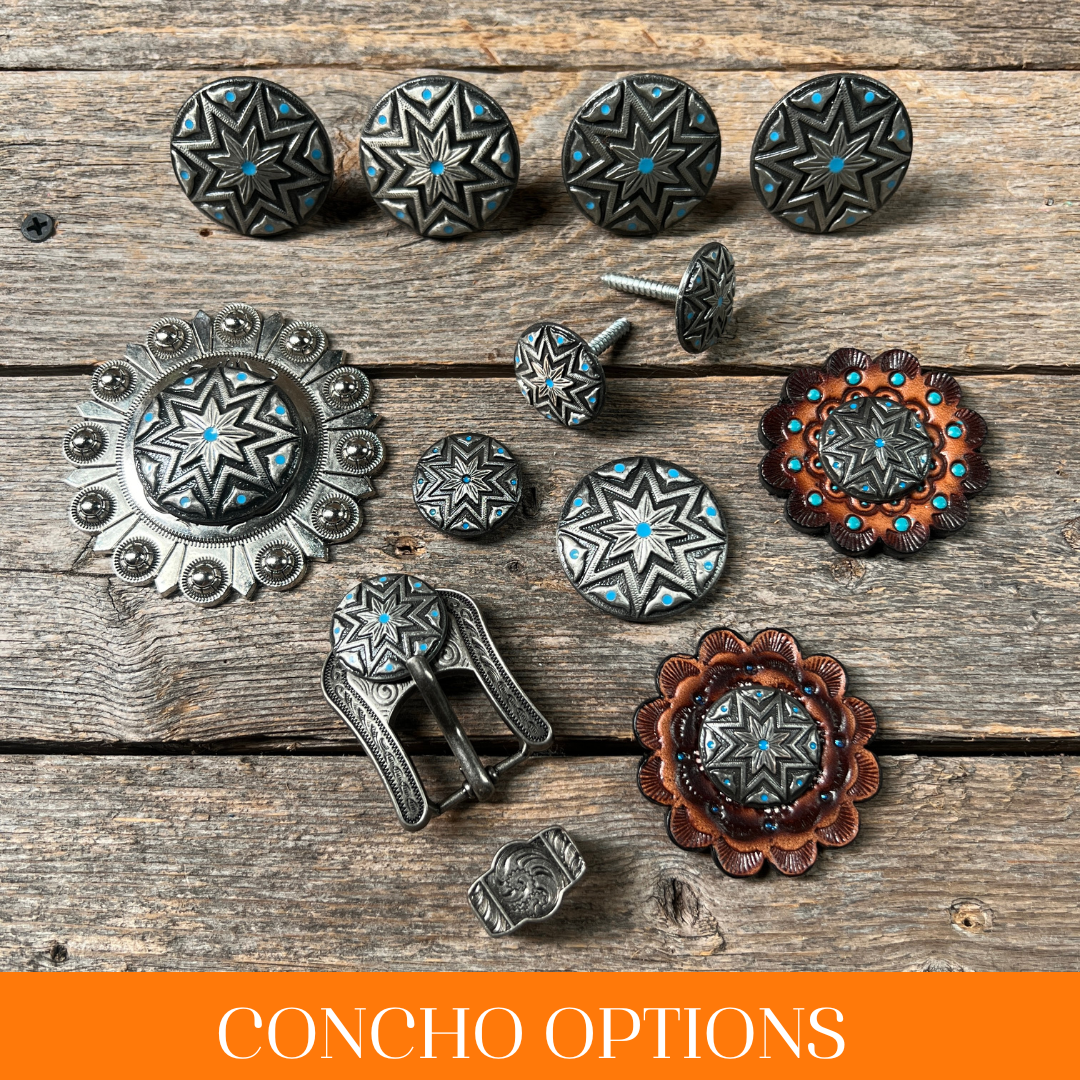 Starburst Antique Silver Turquoise Western Concho W214