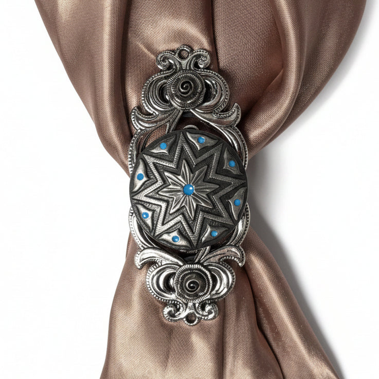 Starburst Antique Silver Turquoise Western Concho W214