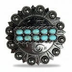 Antique Silver Rectangle Turquoise Concho  W216