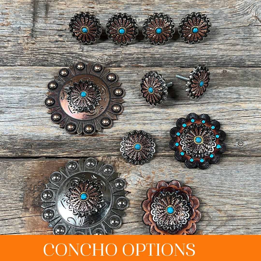 Antique Silver and Copper Floral Western Concho W220