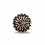Antique Silver and Copper Floral Western Concho W220