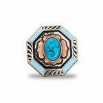 Octagon Turquoise Floral Western Concho W221