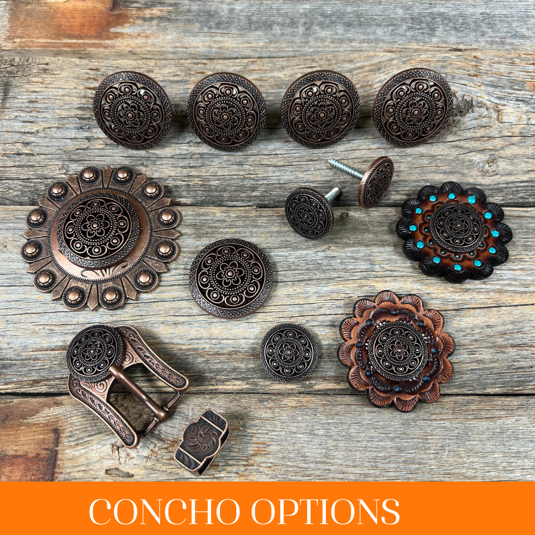 Copper Intricate Engraved Western Concho W224