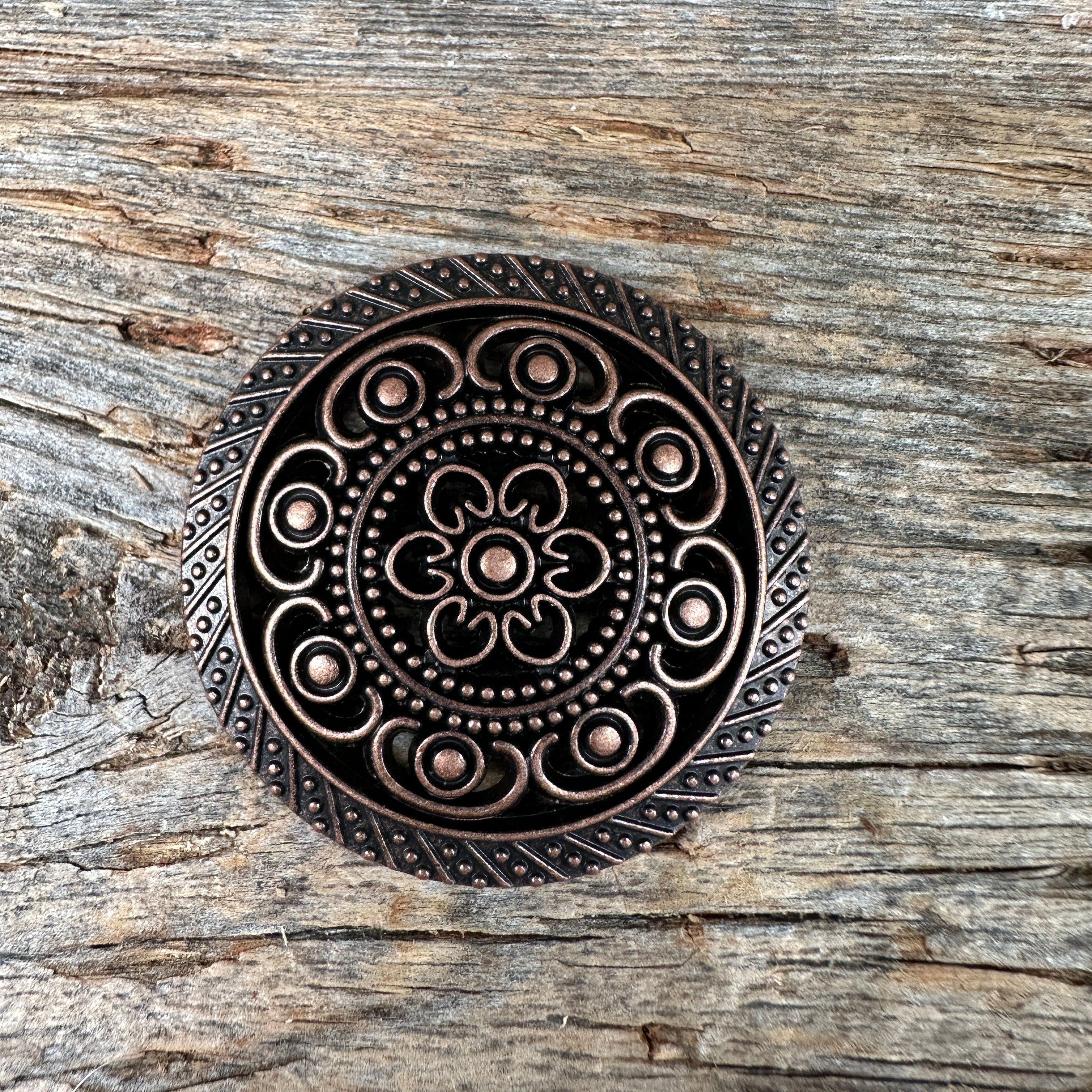 Copper Intricate Engraved Western Concho W224
