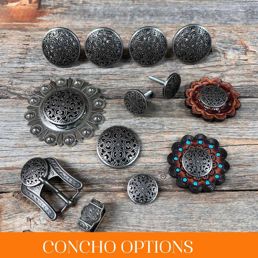 Antique Silver Floral Engraved Western Concho W225