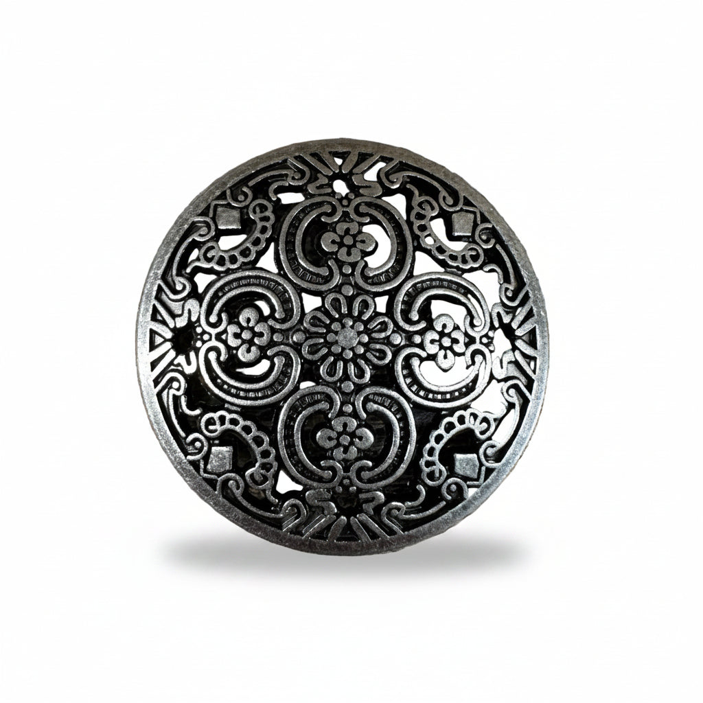 Antique Silver Floral Engraved Western Concho W225