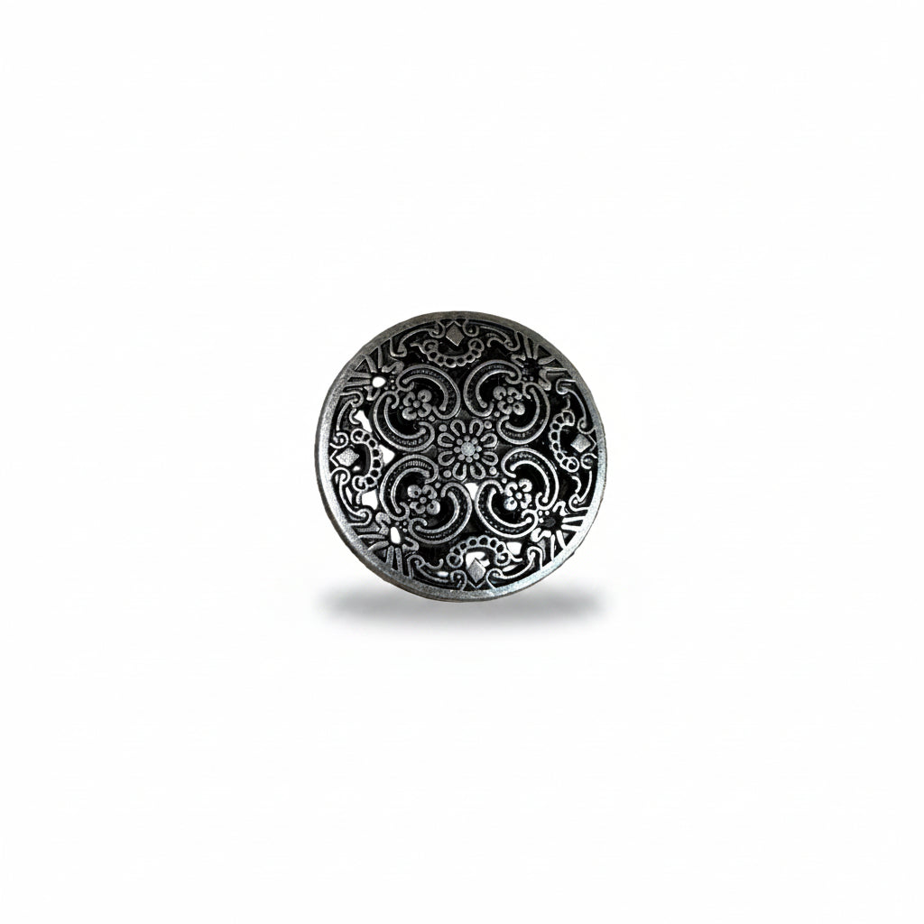 Antique Silver Floral Engraved Western Concho W225