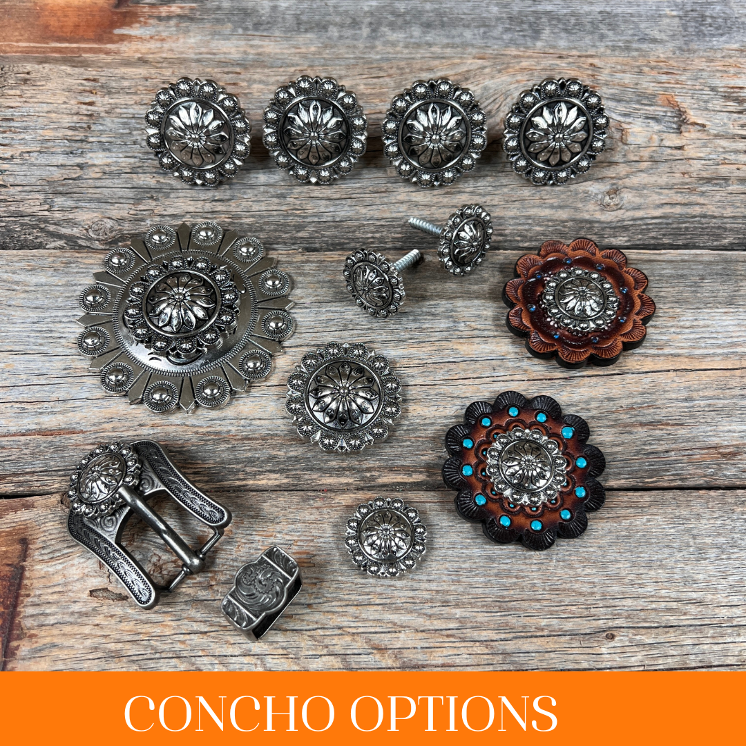 Antique Silver Flower and Berry Western Concho W226