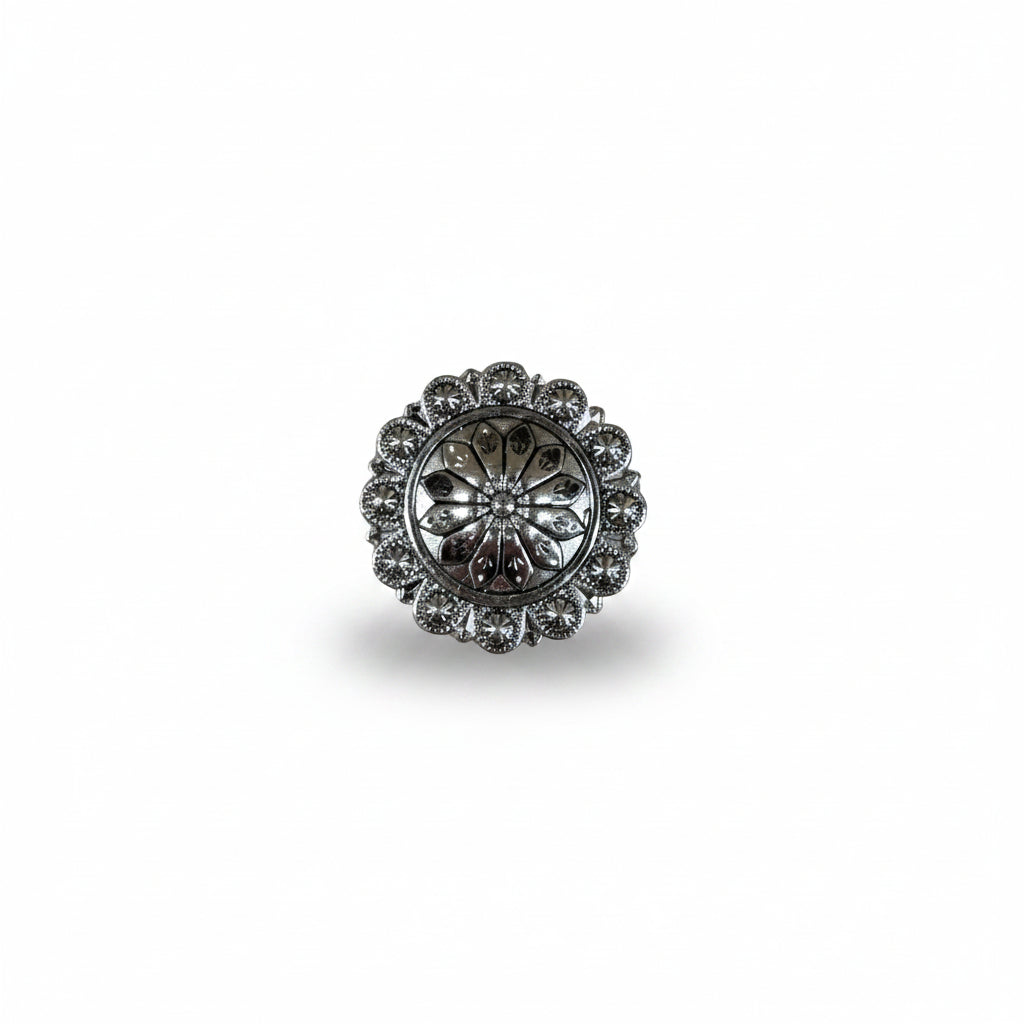 Antique Silver Flower and Berry Western Concho W226