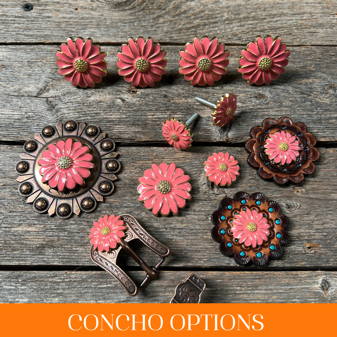 Pink Flower Western Concho W228