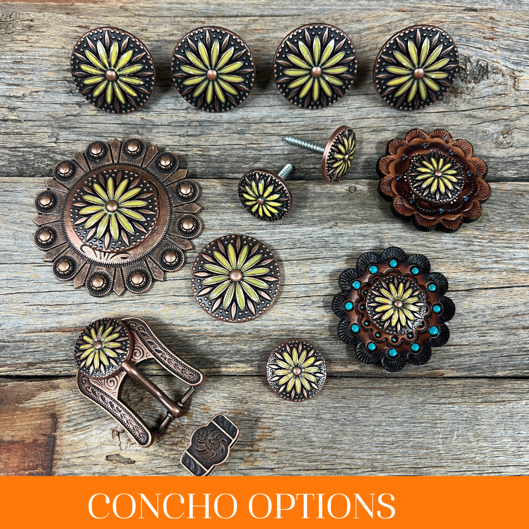Copper Yellow Daisy Western Concho W229