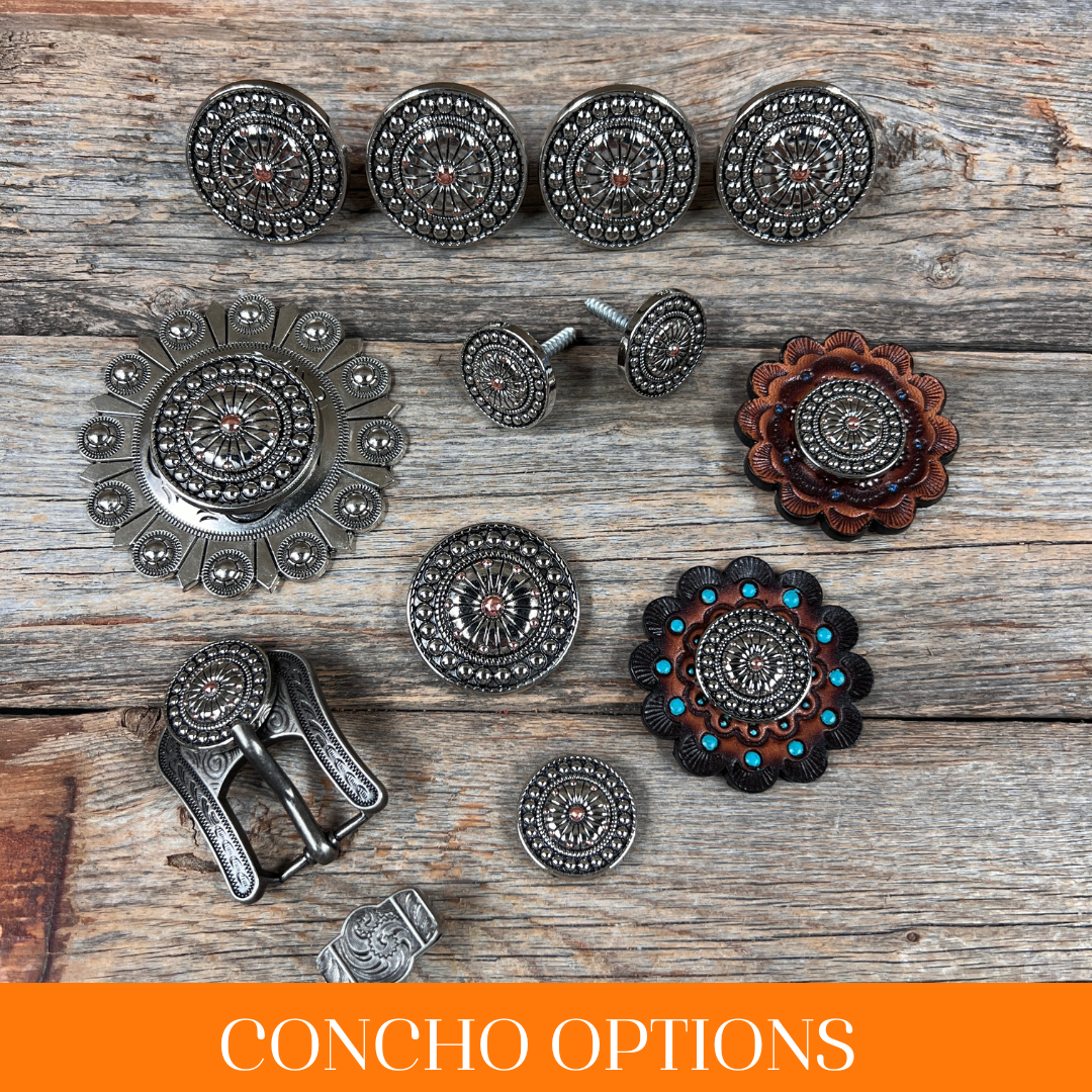 Antique Silver Flower and Dots Western Concho W230