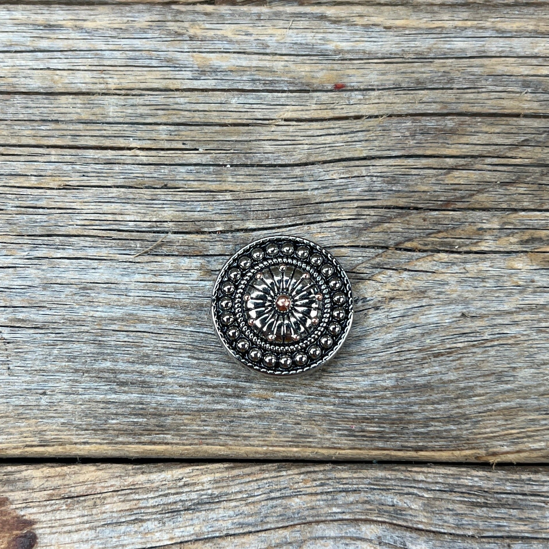 Antique Silver Flower and Dots Western Concho W230